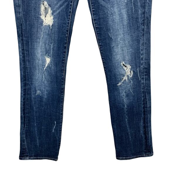 Dear John Playback Cuffed Cropped Straight Leg Jeans Distressed Blue Women's 25 - Picture 3 of 9